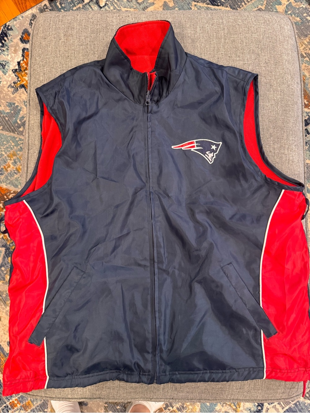 NFL New England Patriots Navy and Red Sleeveless Team Vest - Reversible